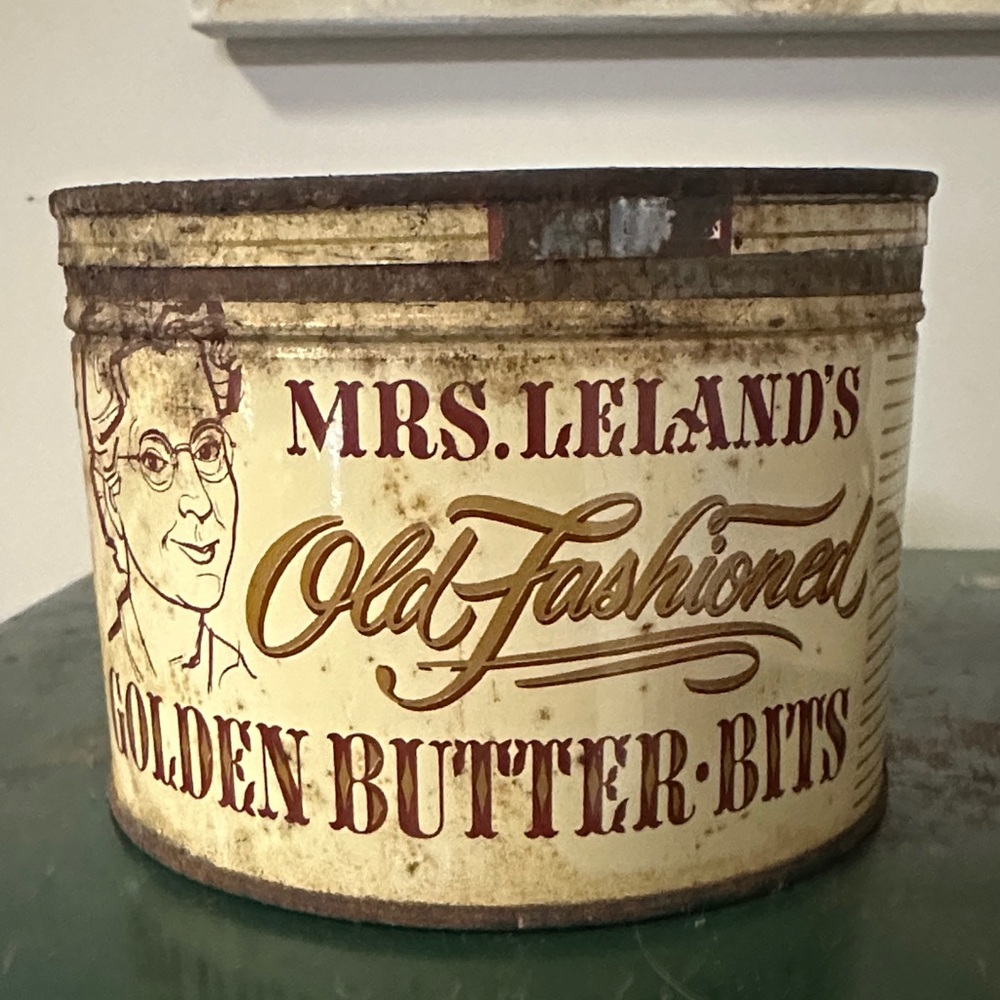 Vintage Mrs. Leland's Golden Butter Bits Can